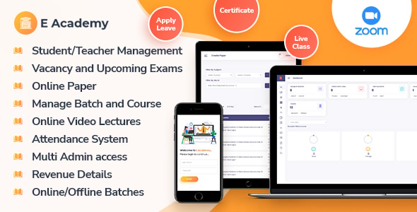 E-Academy - Online Classes / Institute / Tuition And Course Management (Android App + Admin Panel)